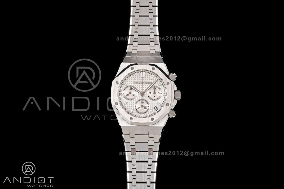 Royal Oak Chrono 26240 SS ZF 1:1 Best Edition White Dial on SS Bracelet SA4401 Super Clone V2 (Free Sprung)